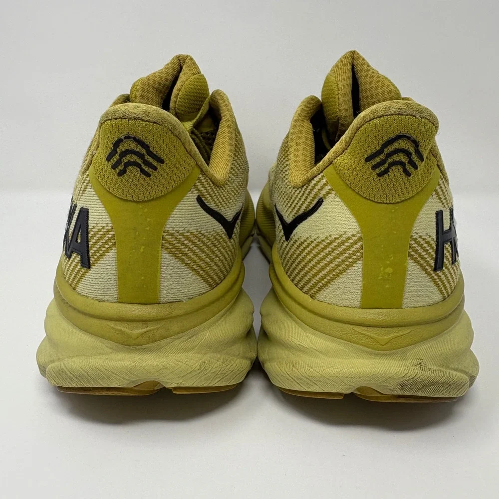 Hoka Clifton 9 Mens Size 9 Yellow Black Athletic Running Shoes Sneakers